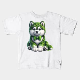 Clover Siberian Husky Dog St Patricks Day Kids T-Shirt